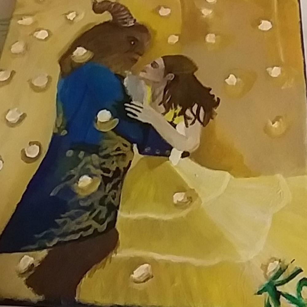 Beauty and the beast acrylic painting